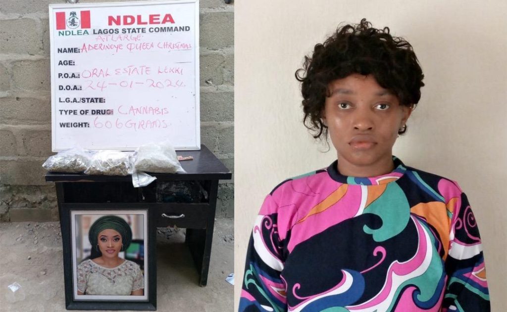 Ex-beauty queen, Ms. Queen Oluwadamilola Aderinoye, in NDLEA net for alleged drug trafficking.